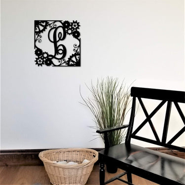 Metal Gear Monogram with Last Name Initital | Personalized Name Sign | Metal Letter Initial for Wall | Custom Family Name Sign | Gift Idea